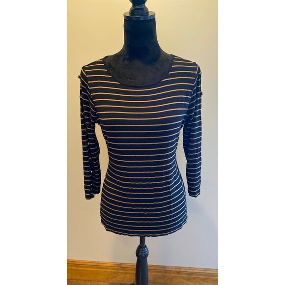 Striped Black and White Women's Top - Picture 1 of 11
